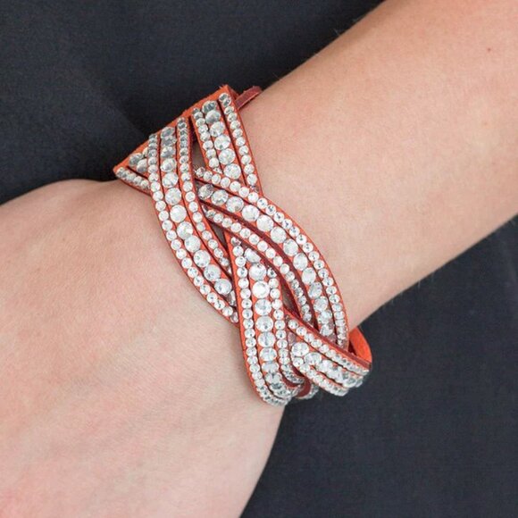 Paparazzi Jewelry Accessories - Bring On The Bling - Orange Bracelet - Vintage - Picture 3 of 4